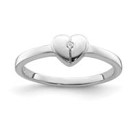 Bague en argent sterling 925 avec zircone cubique polie en forme de cœur 6 mm de large, US 4 | EU 47.25 | DE 15 | JP 7 | UK H 1/2, Zircone cubique Métal Zircone cubique Pierre précieuse Métal, Zircone