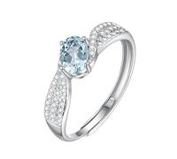 Bague En Argent Sterling 925 Avec Zircone Cubique Pour Femme, Bijou D'Éternité Ovale En Pierres Précieuses, Bague Infinie, Promesse De Mariage, Taille Réglable, Topaze