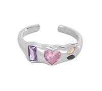 Bague En Argent Sterling 925 Avec Zircons Colorés Pour Femme, Anneau Tendance En Forme De Vague Givrée, Alliance De Fiançailles En Argent, Alliance Empilable Pour Femme, Bijoux Cadeaux