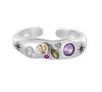 Bague En Argent Sterling 925 Avec Zircons Géométriques Pour Femme, Anneau Tendance En Forme De Vague Givrée, Anneau Ouvert Réglable, Bijoux De Fiançailles, Cadeaux Pour Femmes Et Filles