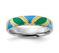Bague en argent sterling 925 émaillé jaune Stackable Expressions poli multicolore - Bague empilable pour femme - Options de taille de bague : 10 5 6 7 8 9, Argent sterling émaillé, Aucune pierre