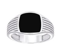 Bague en argent sterling 925 émaillé noir avec tête carrée pour homme, US 9 | EU 60 | DE 19 | JP 18 | UK R 3/4, Métal Argent Émail Métal Argenté, Aucune pierre précieuse