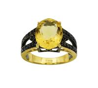 Bague en argent sterling 925 faite à la main avec citrine et saphir bleu pour femme - Bijoux en pierres précieuses - Bague de fiançailles - Cadeau de Noël ou d'anniversaire, T 1/2, Pierre précieuse