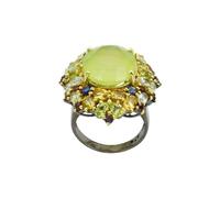 Bague en argent sterling 925 faite à la main avec prehnite, topaze bleue, péridotcitrine, cyanite, grenat, améthyste, bague pour femme, bague de promesse d'anniversaire, M 1/2, Pierre précieuse