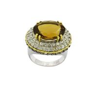 Bague en argent sterling 925 faite à la main avec zircone cubique pour femme - Bijoux en pierres précieuses - Cadeau d'anniversaire, K 1/2, Pierre précieuse., Quartz champagne, zircon cubique