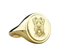 Bague en argent sterling 925 Glen of Imaal Terrier | Bague plaquée or | Chevalière ovale 15 x 13 mm | Taille de l'anneau : 5-12,5 US | LKDR_0649