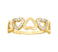 Bague en argent sterling 925 jaune pour femme avec zircone cubique imitation cœur alterné 5,9 mm de large Taille 7