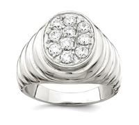 Bague en argent sterling 925 massif poli avec zircone cubique imitation diamant pour homme, US 10 | EU 62.5 | DE 20 | JP 20 | UK T 1/2, Zircone cubique Métal Zircone cubique Pierre précieuse Métal