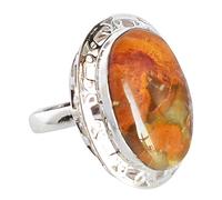 Bague en argent sterling 925 Mookaite ovale rond marquise cabochon 23 x 16 mm jaune rouge fait à la main bijoux cadeau pour femme, anniversaire, Noël, O 1/2, 56 (17,80)