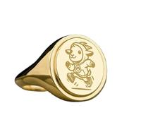 Bague en argent sterling 925 motif chèvre | Bague plaquée or | Chevalière ovale 15 x 13 mm | Taille de l'anneau : 5-12,5 US | Avelaibal | LKDR_0469