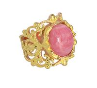 Bague en argent sterling 925 plaqué or rhodochrosite minimaliste délicate cadeau pour femme Sz-U 1/2