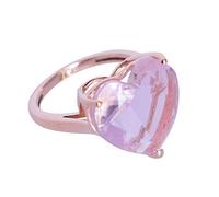 Bague en argent sterling 925 plaqué or rose en forme de cœur, style solitaire pour mariage, anniversaire, cadeau de Saint-Valentin pour femme et petite amie, pierre quartz rose