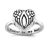 Bague en argent sterling 925 plaqué rhodium émaillé en forme de cœur avec ailes d'ange pour femme 2,05 mm, US 8 | EU 57.75 | DE 18 | JP 16 | UK Q, Métal Émail Métal Rhodium, Aucune pierre précieuse