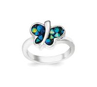 Bague en argent sterling 925 plaqué rhodium poli avec ailes d'ange papillon bleu cristal pour femme, US 6 | EU 52.75 | DE 16.5 | JP 12 | UK M, Cristal Métal Cristal Métal Rhodium, Cristal