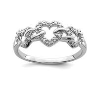 Bague en argent sterling 925 plaqué rhodium poli avec triple cœur 2 mm de large pour femme, US 8 | EU 57.75 | DE 18 | JP 16 | UK Q, Métal Diamant Pierre précieuse Métal, Diamant