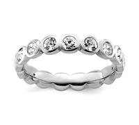 Bague en argent sterling 925 poli avec expressions empilables en cristal d'avril 3,5 mm, bijoux cadeaux pour femmes - Gamme de tailles de bague : J à T, US 7 | EU 55.25 | DE 17.25 | JP 14 | UK O