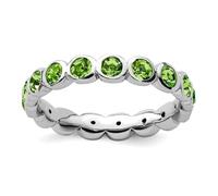 Bague en argent sterling 925 poli avec expressions empilables et cristaux d'août 3,5 mm - Cadeau pour femme - Tailles disponibles : J à T, US 10 | EU 62.5 | DE 20 | JP 20 | UK T 1/2, Cristal Métal