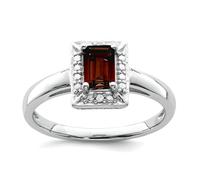 Bague en argent sterling 925 poli avec quartz fumé et diamant de 2 mm de large pour femme, US 9 | EU 60 | DE 19 | JP 18 | UK R 3/4, Métal Diamant Pierre précieuse Métal, Diamant Quartz fumé