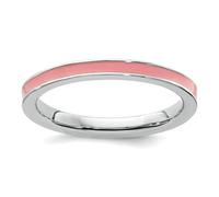 Bague en argent sterling 925 poli empilable avec expressions émaillées roses de 2,25 mm, bijoux cadeaux pour femmes - Gamme d'options de taille de bague : J à T, US 8 | EU 57.75 | DE 18 | JP 16 | UK Q