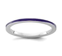 Bague en argent sterling 925 poli empilable avec expressions émaillées violettes de 1,5 mm, bijoux cadeaux pour femmes - Options de taille de bague : J à T, US 6 | EU 52.75 | DE 16.5 | JP 12 | UK M