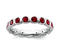 Bague en argent sterling 925 poli, empilable, expressions de juillet, bijoux cadeaux pour femmes - Options de taille de bague : J à T, US 7 | EU 55.25 | DE 17.25 | JP 14 | UK O, Cristal Métal Argent