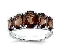Bague en argent sterling 925 poli rhodium quartz fumé de 2 mm de large pour femme, US 8 | EU 57.75 | DE 18 | JP 16 | UK Q, Pierre précieuse Métal Pierre précieuse Métal Rhodium, Quartz fumé