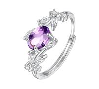 Bague En Argent Sterling 925 Pour Femme, Anneau En Forme De Branche De Feuille D'Argent, Anneau Réglable En Pierre Précieuse Naturelle, Oxyde De Zirconium, Alliance De Fiançailles Avec Boît