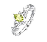 Bague En Argent Sterling 925 Pour Femme, Bague De Fiançailles En Rubis Taille Poire, Pierre Précieuse Naturelle, Réglable, En Oxyde De Zirconium, Avec Coffret Cadeau, Péridot