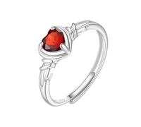 Bague En Argent Sterling 925 Pour Femme, Bague En Argent Avec Cœur D'Amour, Réglable, Pierre Précieuse Naturelle, Alliance De Fiançailles, Promesse De Mariage Avec Boîte À Bijoux, Rubis
