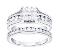 Bague en argent sterling 925 pour femme Baguette 0,50 ct rond 1,04 ct Moissanite Duo Bague 6,8 mm de long Taille 7