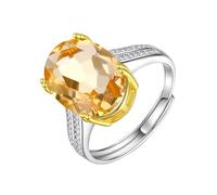 Bague En Argent Sterling 925 Pour Femme, Grande Pierre Précieuse Naturelle Taille Ovale, Diamant 10 X 14 Mm, Anneau Réglable, Fiançailles, Promesse, Mariage, Alliance, Citrine