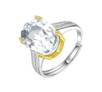 Bague En Argent Sterling 925 Pour Femme, Grosse Pierre Précieuse Naturelle Ovale, Diamant 10 X 14 Mm, Anneau Réglable, Fiançailles, Promesse, Mariage, Alliance, Cristal Blanc