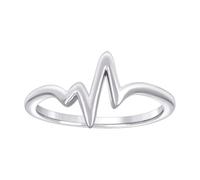 Bague en argent sterling 925 pour femme Motif battements de cœur 9,3 x 1,9 mm de large Taille 6