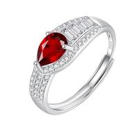 Bague En Argent Sterling 925 Pour Femme, Pierres Précieuses Naturelles, Taille 5 X 7 Mm, Coupe Goutte, Alliance, Oxyde De Zirconium, Cocktail, Fiançailles, Promesse, Taille Réglable, Rubis