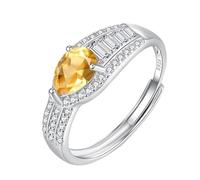 Bague En Argent Sterling 925 Pour Femme, Pierres Précieuses Naturelles, Taille 5 X 7 Mm, Forme Goutte D'Eau, Alliance, Oxyde De Zirconium, Cocktail, Fiançailles, Promesse, Taille Réglable, Citrine