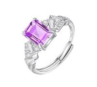 Bague En Argent Sterling 925 Pour Femme, Pierres Précieuses Naturelles, Taille Coussin 8 X 10 Mm, Alliance, Cocktail, Fiançailles, Promesse, Taille Réglable, Améthyste