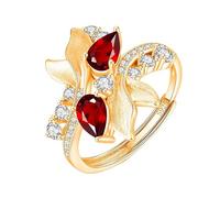 Bague En Argent Sterling 925 Pour Femme, Pierres Précieuses Naturelles, Taille Goutte D'Eau, Alliance En Or, Zircone Cubique, Alliance Cocktail, Promesse Infinie, Taille Réglable, Rubis