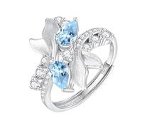 Bague En Argent Sterling 925 Pour Femme, Pierres Précieuses Naturelles, Taille Goutte D'Eau, Alliance, Zircone Cubique, Alliance Cocktail, Promesse Infinie, Taille Réglable, Topaze