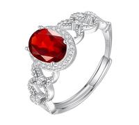 Bague En Argent Sterling 925 Pour Femme, Pierres Précieuses Naturelles, Taille Ovale 6 X 8 Mm, Alliance En Oxyde De Zirconium, Alliance Cocktail, Promesse Infinie, Taille Réglable, Rubis