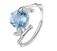 Bague En Argent Sterling 925 Pour Femme, Pierres Précieuses Naturelles, Taille Ronde, Alliance, Oxyde De Zirconium, Bambou, Cocktail, Promesse Infinie, Taille Réglable, Topaze