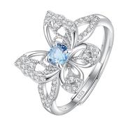 Bague En Argent Sterling 925 Pour Femme, Pierres Précieuses Naturelles, Taille Ronde, Alliance, Oxyde De Zirconium, Papillon Creux, Promesse D'Infini, Taille Réglable, Topaze