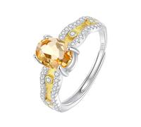 Bague En Argent Sterling 925 Pour Femme, Plaquée Or 14 Carats, Alliance Avec Pierres Précieuses Naturelles, Grande Taille Ovale, Zircone Cubique Aaa, Alliance De Fiançailles En Citrine