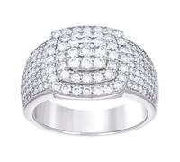 Bague en argent sterling 925 pour homme 2,32 carats Moissanite Tête carrée 10 14,6 x 5,6 mm de large 10 bagues pour homme, US 8 | EU 57.75 | DE 18 | JP 16 | UK Q, Métal Argent Pierre précieuse Métal