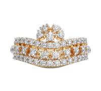 Bague en argent sterling 925 sertie d'une couronne royale | Plaqué or | Avec moissanite, bague de luxe ronde faite main pour femme | LKJR_0591