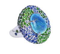 Bague en argent sterling 925 triple feu, saphir bleu et chrome avec pierres précieuses diopsides solides, pour femme FSJ-5932, Pierre, Pierre précieuse.