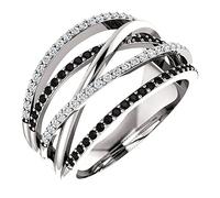 Bague en argent sterling Anneau de queue de couple d'amour noeud corde soie argentée bijoux personnalisés (Black, 7)