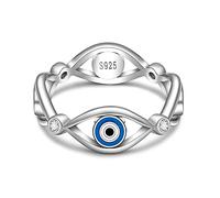 Bague en argent sterling pour femme avec mauvais œil turc spirituel grec Mal de Ojo Nazar Amulette religieuse Cadeau Taille 7 8 9, Argent sterling, Zircone cubique