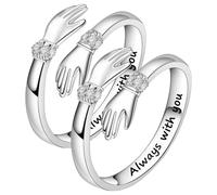 Bague en argent sterling pour femme, bague ouverte réglable avec mots gravés, symbole d'amour, cadeau idéal pour fille, maman, épouse, amie, fête des mères, amitié, cadeau de bijoux, Réglable, Argent
