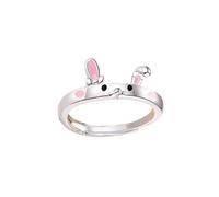 Bague en argent sterling pour femmes Lapin Réglable Doigt ouvert Bague de fiançailles Bague de promesse Bijoux délicats Classeur A 4 2 anneaux, taille unique, Alliage de zinc, Aucune pierre précieuse