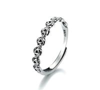 Bague en argent sterling S925 avec fleur de rose romantique pour femme, Adjustable opening, Métal, Zircone cubique